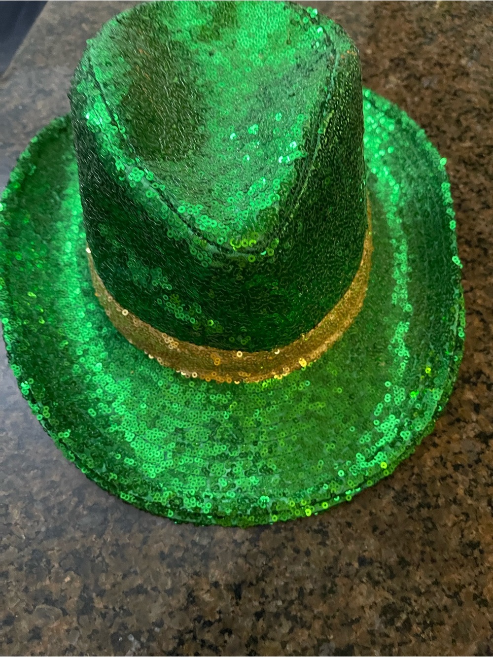 Green Sequin Party Hat with Gold Band - Party Supplies